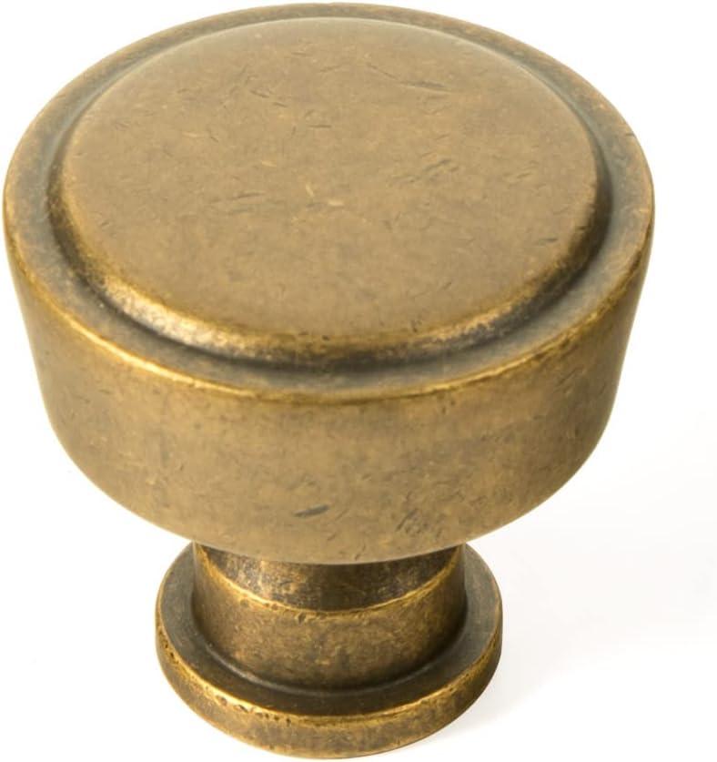 Goo-Ki 6 Pack Antique Brass Drawer Knobs Kitchen Cabinet Hardware - Solid Zinc Alloy Vintage Bronze Retro Knob Ancient Single Hole Bar Handles Pull for Closet Wardrobe Dresser Cupboard