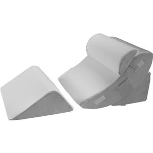 VEVOR Wedge Pillow for Sleeping, 4 Pcs Adjustable Orthopedic Bed Wedge Set, Support Leg Neck Shoulder, Post Surgery Pillow for Back Pain, Acid Reflux, Snoring Relief, Sitting up in Bed, White/Grey (4PCS-Half moon pillow-Air layer)
