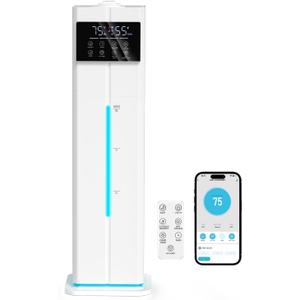 9L/2.4Gal Smart Cool Mist Humidifier, Top Fill Quiet Humidifier Large Room, Covers 550ft, App & Remote Control, 60H Runtime, 7 Colors Light, 4 Mist Modes Humidifiers for Bedroom, Office, White