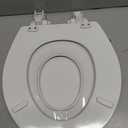 Mayfair Linden Slow Close Toilet Seat, Non Slip Heavy Duty Wood, Easy Install, Round, White