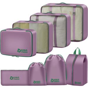 8 Set Packing Cubes for Travel Suitcase Organizer Bags Luggage Packing Cubes Set Travel Essentials Accessories Gifts for Women (Upgrade-Purple)