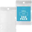 3" x 4" Small Clear Reclosable Zip Bags, 2 Mil, Case of 200  Durable Plastic Poly Baggies with Hang Hole for Display, Resealable Zip Top Lock for Jewelry, Beads, Seeds, Storage & Packaging  GPI