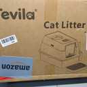 Extra Large Stainless Steel Litter Box with Lid, High Sided Enclosed Metal Cat Litter Pan, Dog Proof Front Entry Top Exit, Odor Control Easy Clean Leak Proof, Includes Mat, Scoop & Step, Black