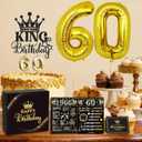 60th Birthday Decorations for Men - King Black Gold Party Decor Supplies Sash Crown Balloons Cake Topper Candles Gifts for Husband Dad, Happy 60 Year Old Back in 1966 Cheers Anniversary Sign