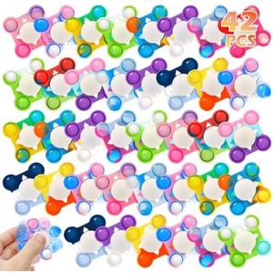 42 PCS Pop Fidget Spinners - Colorful Party Favors for Kids - Sensory Toys for Stress Relief and Anxiety - Classroom Prizes,Goodie Bag Stuffers,Birthday Gifts