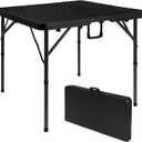 Byliable 34" Folding Square Card Table, Portable Heavy Duty HDPE Fold-in-Half Folding Table with Carrying Handle for Indoor/Outdoor Use Ideal for Picnic, Camping, Parties, Black