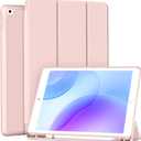 Case for iPad mini 5th Generation 2019 / Mini 4th Generation 2015 with Pencil Holder, Auto Wake/Sleep, Ultra Slim Lightweight Trifold Smart Soft TPU Back Case for iPad mini 5/4, Pink