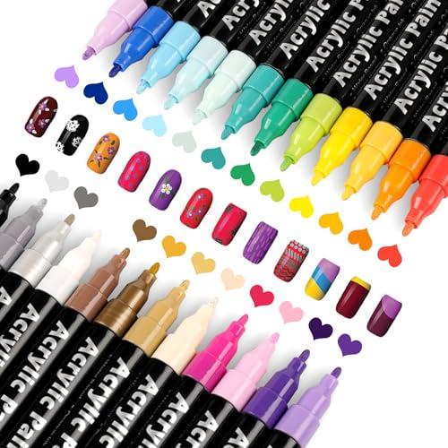 XSG Nail Art Pens Set of 24 Colors - Professional Nail Art Markers with Bullet Tip for Drawing, Dotting, Lining & Nail Polish Set Acrylic Nail Designs DIY Manicure Kit for Home Salon, Christmas Gifts