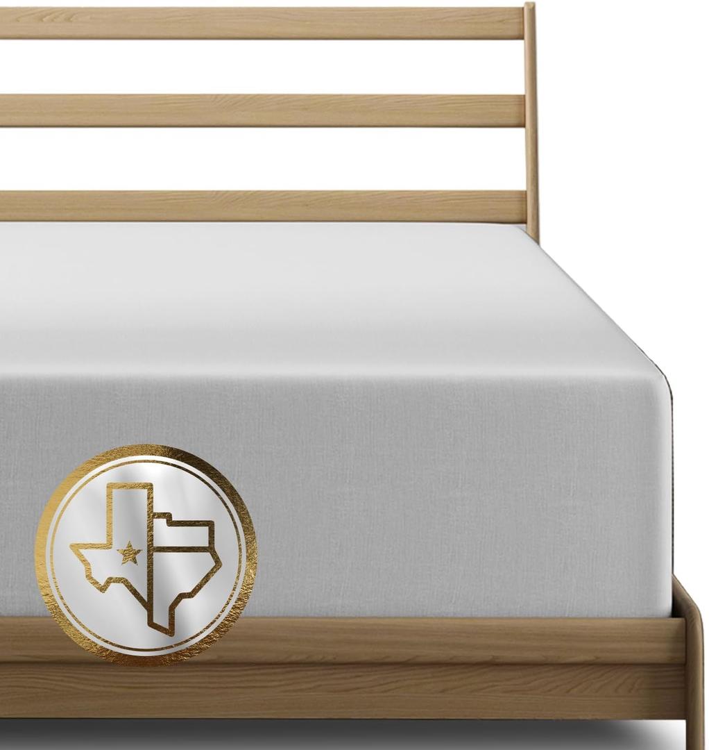 TEXAS LINEN CO. Premium Egyptian Cotton Queen Size Fitted Sheet Only - 22" Extra Deep Pocket Queen Fitted Sheet (Silver), Easy Snug Fit, Soft Cooling Sateen Weave, Luxury Hotel Quality Bottom Sheets