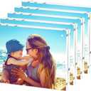 HELPLEX 5 Pack 8.5x11 Acrylic Picture Frames, 24mm Thicker Frameless Clear Frame Double Sided Magnetic Frame, Free Standing Desktop Display Stand