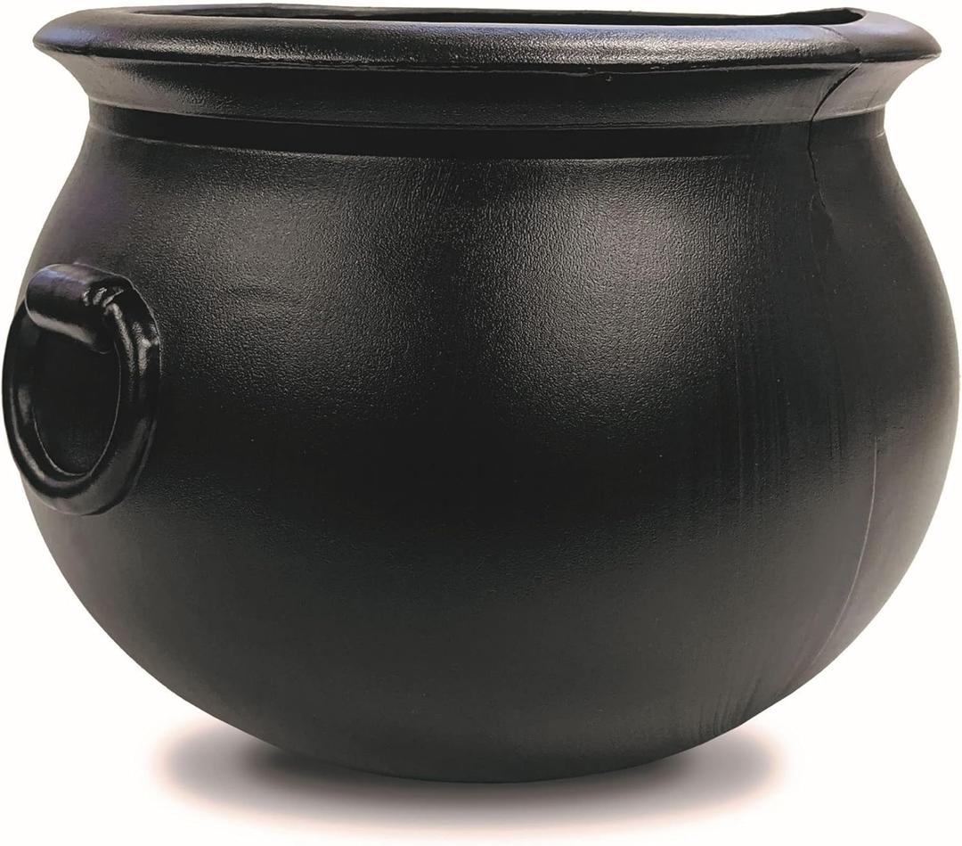 Union Products Black 16 Inch Spooky Witch Cauldron for Indoor and Outdoor Halloween Decoration and Trick or Treat Candy Container, Black