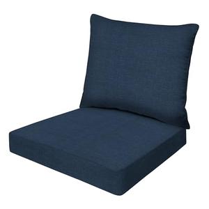 Honeycomb Outdoor Essentials Pillow Back Cushion, 19” x 19”, Hampton Texture Navy Dining Chair Cushion for Patio Furniture