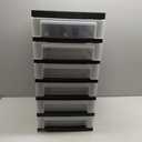 IRIS USA Plastic Drawer Storage Organizer Rolling Cart, with Wheels Casters, 6-Drawers, for Classroom Art Craft Supplies Dresser Closet Bathroom Laundry Room, Black/Clear