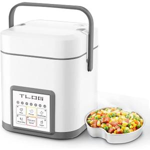 TLOG Mini Rice Cooker 2.5 Cups Uncooked, Healthy Ceramic Coating Portable Cooker, 1.2L Travel Small for 1-3 People, Personal maker, Food Steamer, 12 Hours delay timer, Multi-cooker Grains, Oats