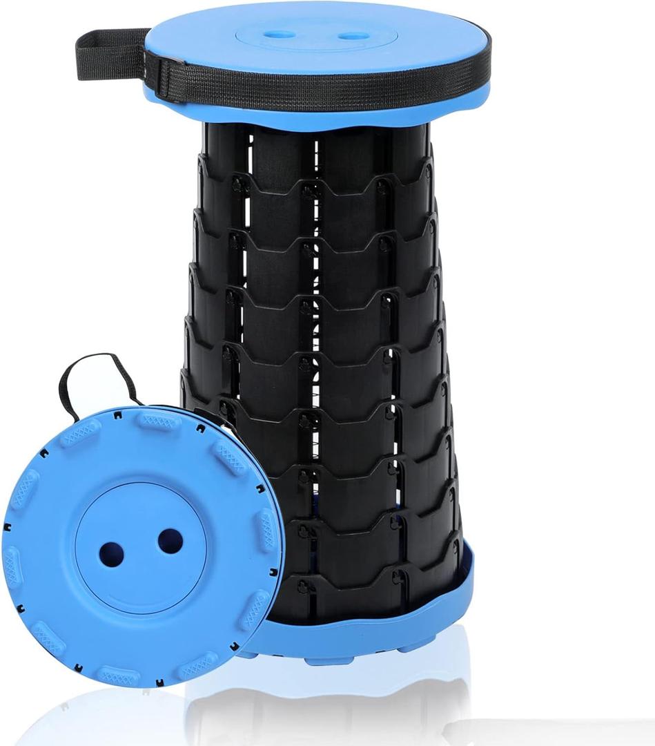 VOLIXOD Foldable Telescoping Stool Portable, Retractable Stool for Adults, Upgraded Collapsible Folding Seats with Load Capacity 550lbs, Camping Stools for Adults (Blue)