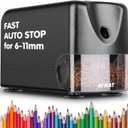 AFMAT Heavy Duty Electric Pencil Sharpener, Auto Stop Classroom Pencil Sharpeners for 6-11mm No.2/Colored Pencils, Pencil Sharpener for Large Pencils, Sharp Point, Save Pencils, Teachers Must Haves (Black)