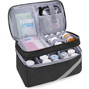 Trunab Medicine Storage and Organizer Bag Empty, Pill Bottle Organizer with Portable Small Pouch, Home First Aid Box for Emergency Medication, Supplements or Medical Kits (Bag Only)(Patent Design)