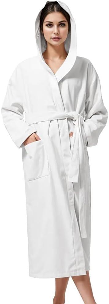 KAHAF COLLECTION Women Hooded 100% Cotton Terry Bathrobe, Soft Absorbent Quick Dry Robe for Spa, Shower & Home Wear, XL