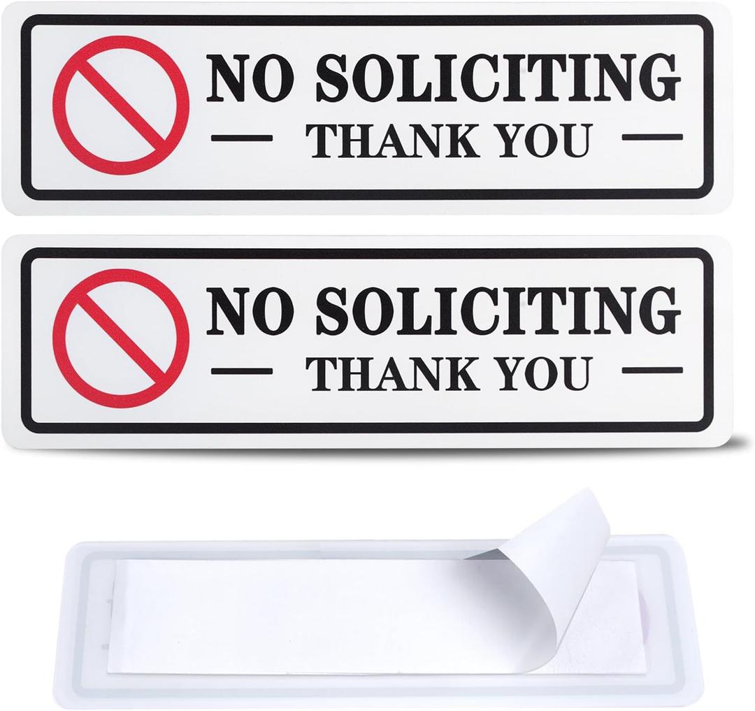 2 Pack No Soliciting Sign for House That Keeps Solicitors Away, 2 Super Strong Tapes for All Surfaces, 8.3 2.4 In, 2026 Version, Perfect for Home, Office, Apartments, Front Doors, Porch, Garage