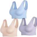 Women's Wireless Sleep Bras Unpadded Seamless Comfort Bras Throw-on Wirefree Bralettes 3 Pack M