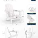 MUCHENGHY Folding Adirondack Chairs, Patio Chairs, Lawn Chairs, Outdoor Chairs, Adirondack Chair Plastic, Fire Pit Chairs, Weather Resistant with Cup Holder for Deck, Backyard, Garden(White)