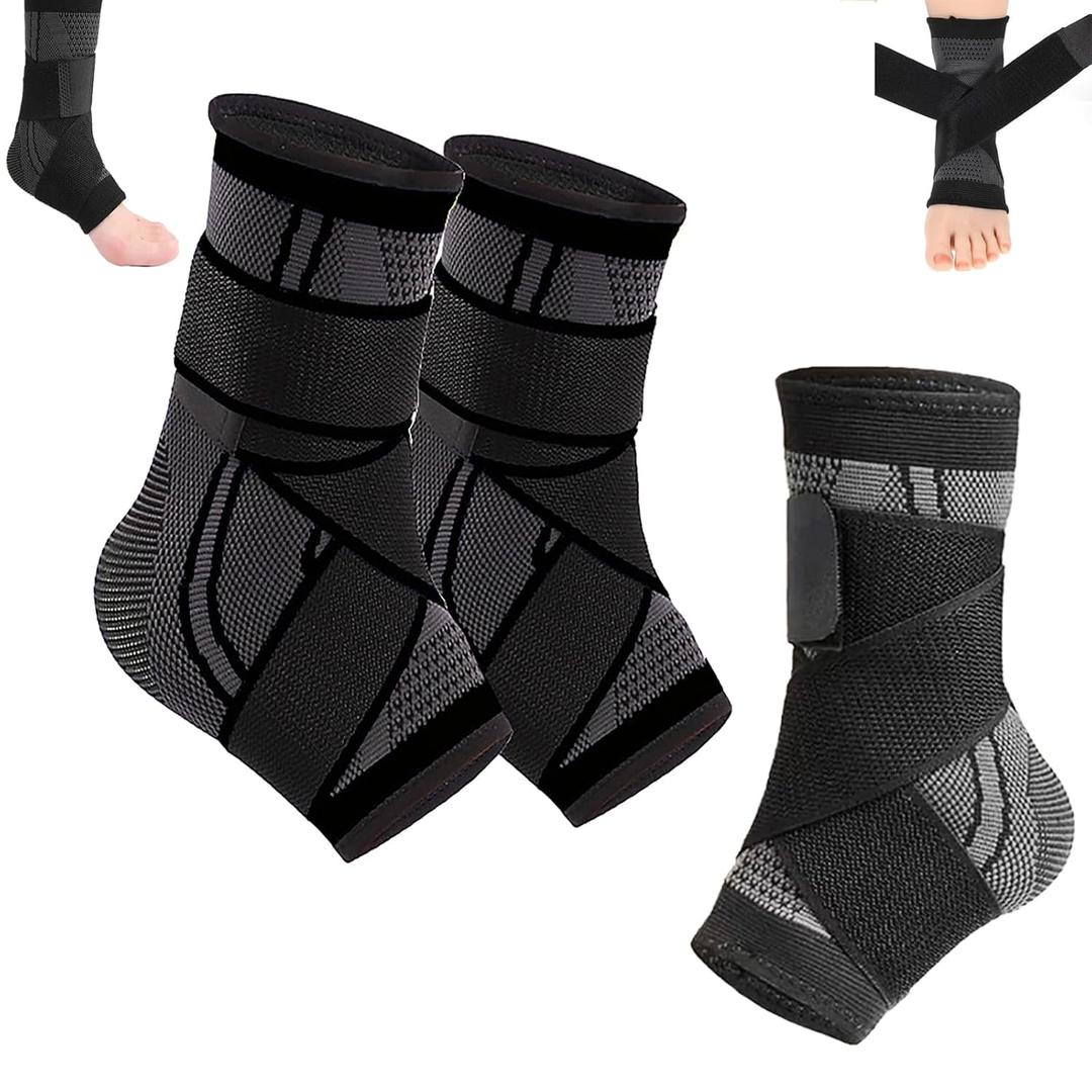 Ankle Brace Compression Support With Adjustable Fishnet Strap For Plantar Fasciitis Relief - Pain Relief & Injury Healing , Ankle Straps And Achilles Tendon Support For Men And Woman - Perfect Achilles Tendonitis Brace