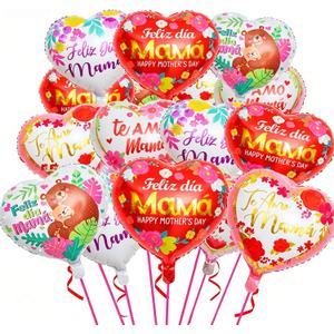 Happy Mother's Day Balloons 20Pcs 18inch Aluminum Foil Balloons Feliz Dia Mama Heart Balloons for Mother's Day Birthday Party Decorations