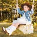 LAURMOSA Cowboy Boots for Girls - Pointed Toe Kids Cowgirl Boots - Mid Calf Western Youth Boots for Toddler to Big Kids - Horse Riding & Party (White, Size 1)