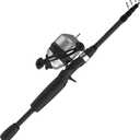 Zebco 33 Spincast Reel and Telescopic Fishing Rod Combo, Extendable 22.5-Inch to 6-Foot E-Glass Fishing Pole, Size 30 Reel, Quickset Anti-Reverse Fishing Reel with Bite Alert, Silver/Black