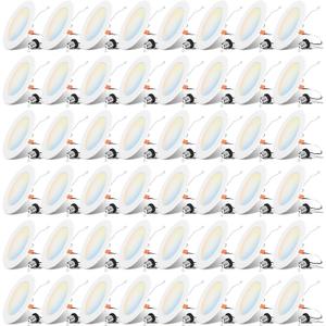 LVWIT 6 Inch Recessed Lights, 5CCT LED Can Lights, Dimmable, 48 Pack,White