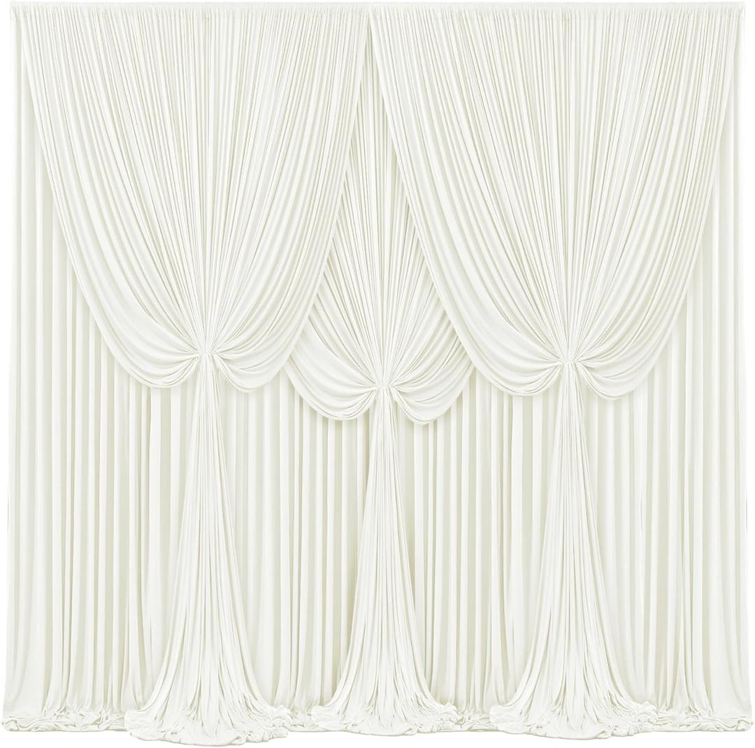 4 Panels Ivory Backdrop Curtains for Wedding Party Wrinkle Free Backdrops Curtain Drapes Fabric Decorations Photo Back Drop Cloth for Baby Shower Photography Stage Reception 20ft(W) x 12ft(H)