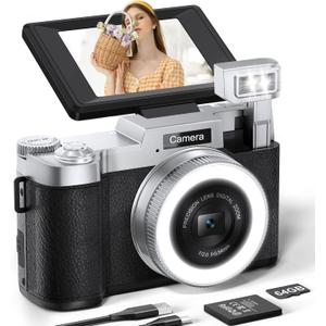 FLATIC Digital Camera, 4K 64MP Cameras for Photography with 64GB Card, 18X Zoom Autofoucs Vlogging Camera for YouTube with 180 Flip Screen, Compact Vlog Travel Camera Kit for Beginner, Teens FLATIC Digital Camera, 4K 64MP Cameras for Photography with 64GB Card, 18X Zoom Autofoucs Vlogging Camera for YouTube with 180 Flip Screen, Compact Vlog Travel Camera Kit for Beginner, Teens