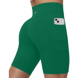 Moozava No Front Seam Women's Biker Workout Shorts 8" High Waist Tummy Control Spandex Shorts Gym Yoga Running Pockets Small