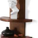 Modern Wall Shelf with Arched Wood Design Mid-Century Double Floating Rainbow Shelves for Indoor Decoration Holding Planter Ornaments, 22 x 11.6 Inch (Walnut)