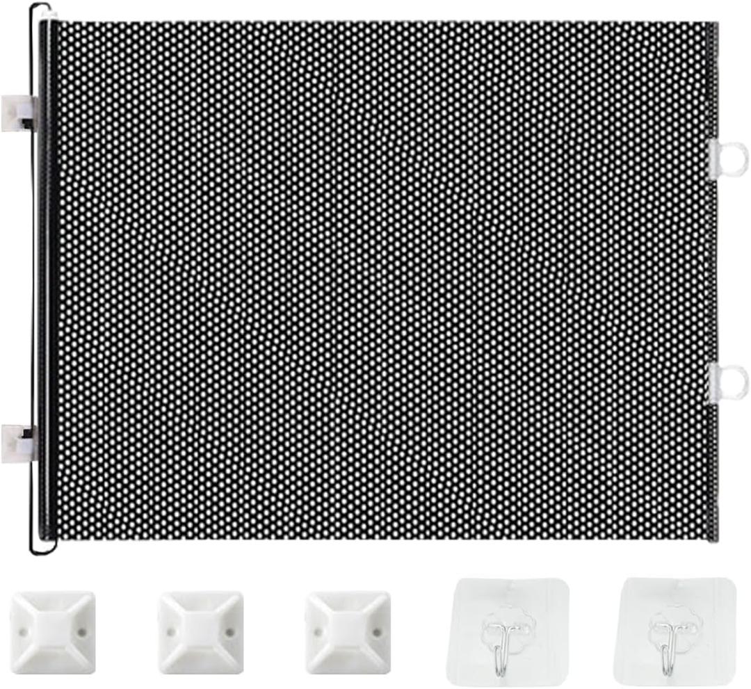 Extends Retractable Pet Gates 15.75Inch Height Retractable Door Barrier for Pets Proof Gate for Kitchen, Porch, Indoor Outdoor Use