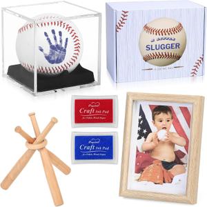 Baby Handprint & Footprint Kit with Photo Frame, Baseball Stand & Display Case  Perfect Newborn Keepsake, Baseball Baby Shower Gifts New Dad First Parent's Father's Day Gift