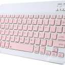 KUNSI Bluetooth Keyboard for iPad, Rechargeable Slim Portable Wireless Keyboard for iPad Tablets, Compatible for All iOS/Windows/Android System DevicesPink