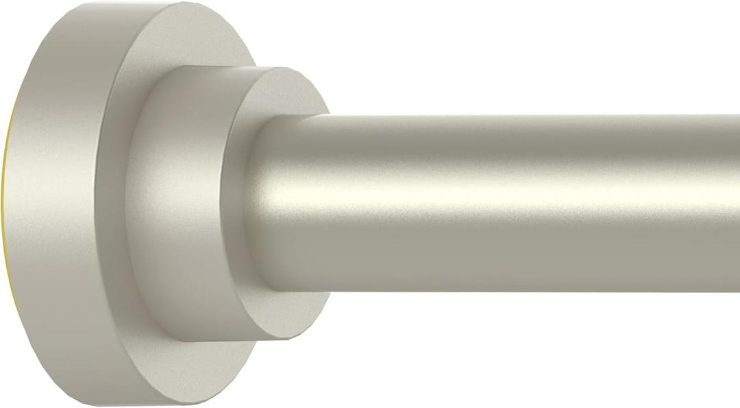 Brushed Nickel Shower Curtain Rod Adjustable 43-66 inch, 1"Diameter Spring Tension Curtain Rod No Drill, Anti-Rust Non-Slip Shower Rod for Bathroom Tension Rod