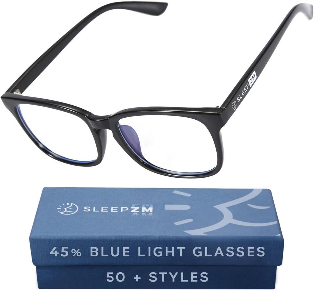 Blue Light Blocking & Light Sensitivity Glasses - 8 Lens Types for Comfort, Relaxation, Sleep & Relief - 50+ Styles (11. Black)