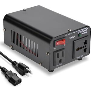 LVYUAN Voltage Transformer Converter 500 Watt Step Up/Down Convert from 110120 Volt to 220240 Volt and from 220240 Volt to 110120 Volt with US Outlet, Universal Outlet, Circuit Breaker