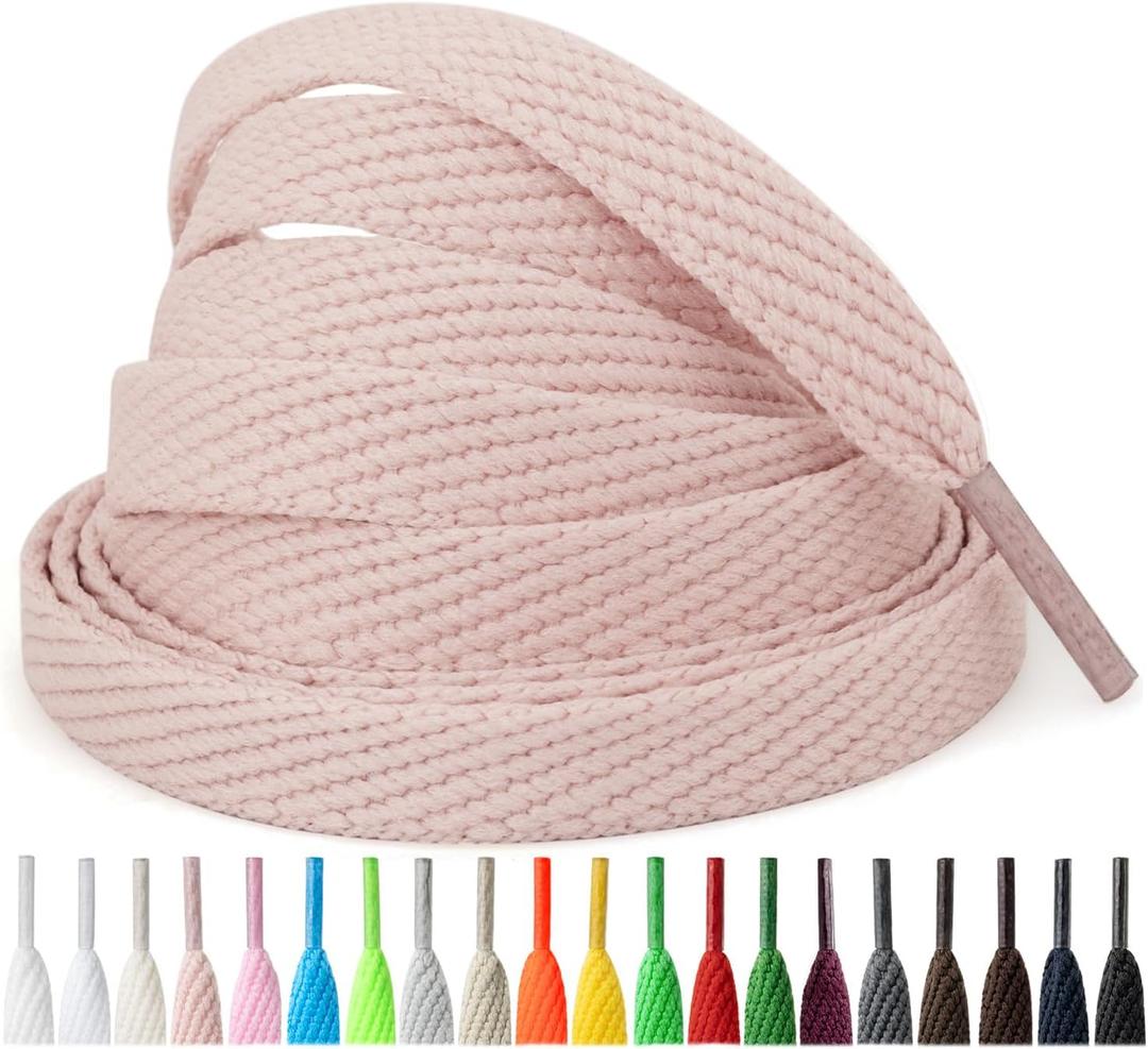 2 x Handshop 2 Pairs 2/5" Wide Flat Shoe Laces for Sneakers,Athletic Replacement Shoelaces in 20 Colors