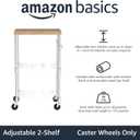 Amazon Basics Portable Kitchen 3-Tier Storage Rack on Caster Wheels with Adjustable 2 Shelves, 175 Pound Capacity, 21 x 15 x 36.7 inches (LxWxH), Wood/Chrome