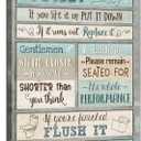 Funny Bathroom Rules Wall Art. Blue Country Farmhouse Bathroom Painting Picture Wall Decor. Toilet Civilization Slogan Poster Print Artwork. for Bedroom Toilet Home Decoration (16"L x 12"W)