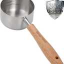 1PCS 1/2Cup(120ml | 4oz) Dog Cat Food Scoop, 18/8(304) Stainless Steel Measuring Cup with Wooden Handle, Etched Measurements Inside, BPA Free Portion Control for Pets & Kitchen Use