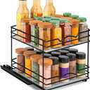 Pull Out Cabinet Organizer for Spices, Cans - Heavy Duty- Pull Out Spice Rack- Cabinet Pull Out Shelf for Cans,Dishes, Etc, 20-3/8"Wx 10-1/2"D x 2-3/4 H, Black