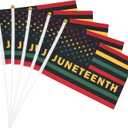 20 Pack Small Juneteenth Flag Stick 5''x8'',Handheld June 19th 1865 Independence Day Flags 21x14 cm, Mini Juneteenth Flags Sticks for African Afro American Festival Celebration Supplies, Outdoor