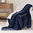 Bedsure Sherpa Fleece Throw Blanket for Couch - Thick and Warm, Soft Fuzzy Plush Throw Blanket for Winter, Navy, 50x60 Inches, Navy