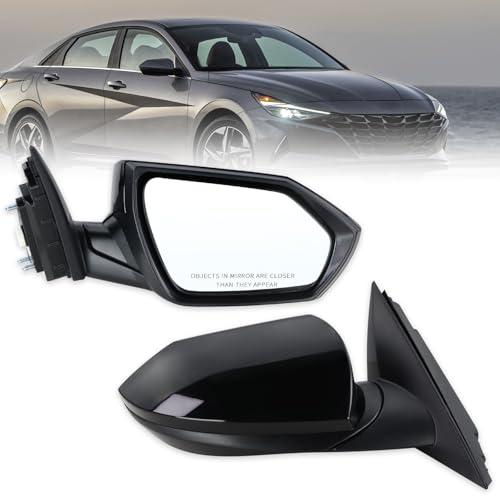 Lqito Right Passenger Side Mirror Compatible With 2021 2022 2023 2024 2025 2026 Hyundai Elantra With Manual Folding Power Glass Black Replace#87620AA120(3Pins)