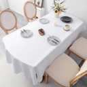 Oval White Tablecloth 60 x 84 Inch Polyester Fabric Washable Table Cloth Decorative Solid Color Wrinkle Resistant Table Cover for Dining Party Wedding Camping