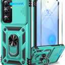 Taisairu for Samsung Galaxy S24/Samsung Galaxy S25 Case with Screen Protector & Slide Camera Lens Cover, Built-in Ring Stand Protective Phone Case for Samsung S25 Case/Samsung S24 Case (Mint Green)